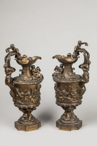 Paire d'aiguières Napoleon III en bronze - Objet de décoration Style Napoléon III