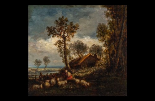 Giuseppe PALIZZI (1812-1888)  - Paysage aux moutons - Tableaux et dessins Style 