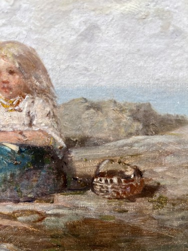James Cassie (1819-1979) Cueilleurs de moules au coucher du soleil - 