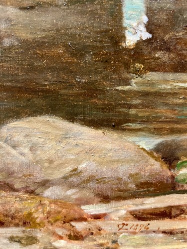 Antiquités - James Cassie (1819-1979) Cueilleurs de moules au coucher du soleil