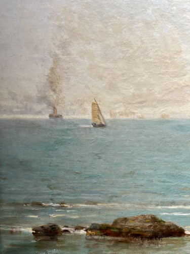 Antiquités - James Cassie (1819-1979) Cueilleurs de moules au coucher du soleil