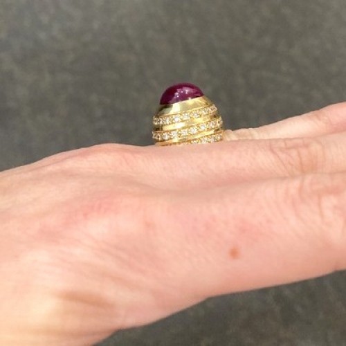 Bague en or, rubis et diamants -  Andrew Clunn - Années 50-60
