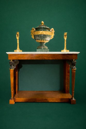 XIXe siècle - Console Empire en acajou et placage