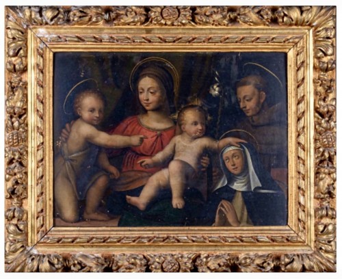 Vierge à l’Enfant entourée de saints, Italie du Nord XVIIe siècle
