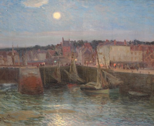 Gustave ALBERT (1866-1905) - Port de Honfleur au clair de lune