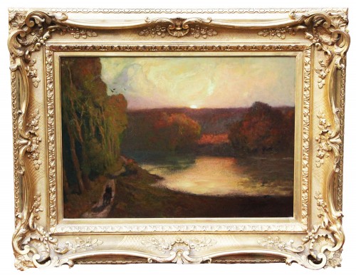 Michel SIMONIDY (1870-1933) - Symbolist landscape at sunset, circa 1910 - Paintings & Drawings Style Art nouveau