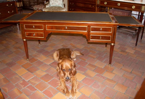 Bureau plat d'époque Louis XVI, estampillé de Joseph Stockel - Galerie de Crécy