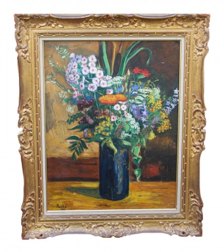 Jean PESKÉ (1870-1949) - Bouquet de fleurs dans un vase, 1927 - Tableaux et dessins Style 