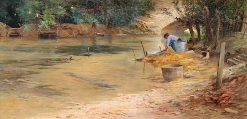 Armand Guéry (1853-1912), Lavandière sur la Suippe, 1906
