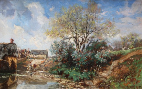 Horse and rider drinking, Alexandre-René VERON (1826-1897)