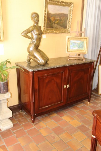 Antiquités - Low sideboard in solid mahogany stamped Chavignau