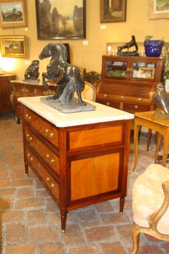 Louis XVI period chest of drawers in mahogany and lemon wood - 