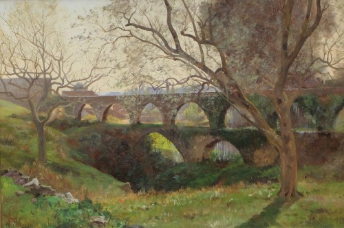 Léon LE ROYER (1858 – 1939) - Un vieux pont au Cannet