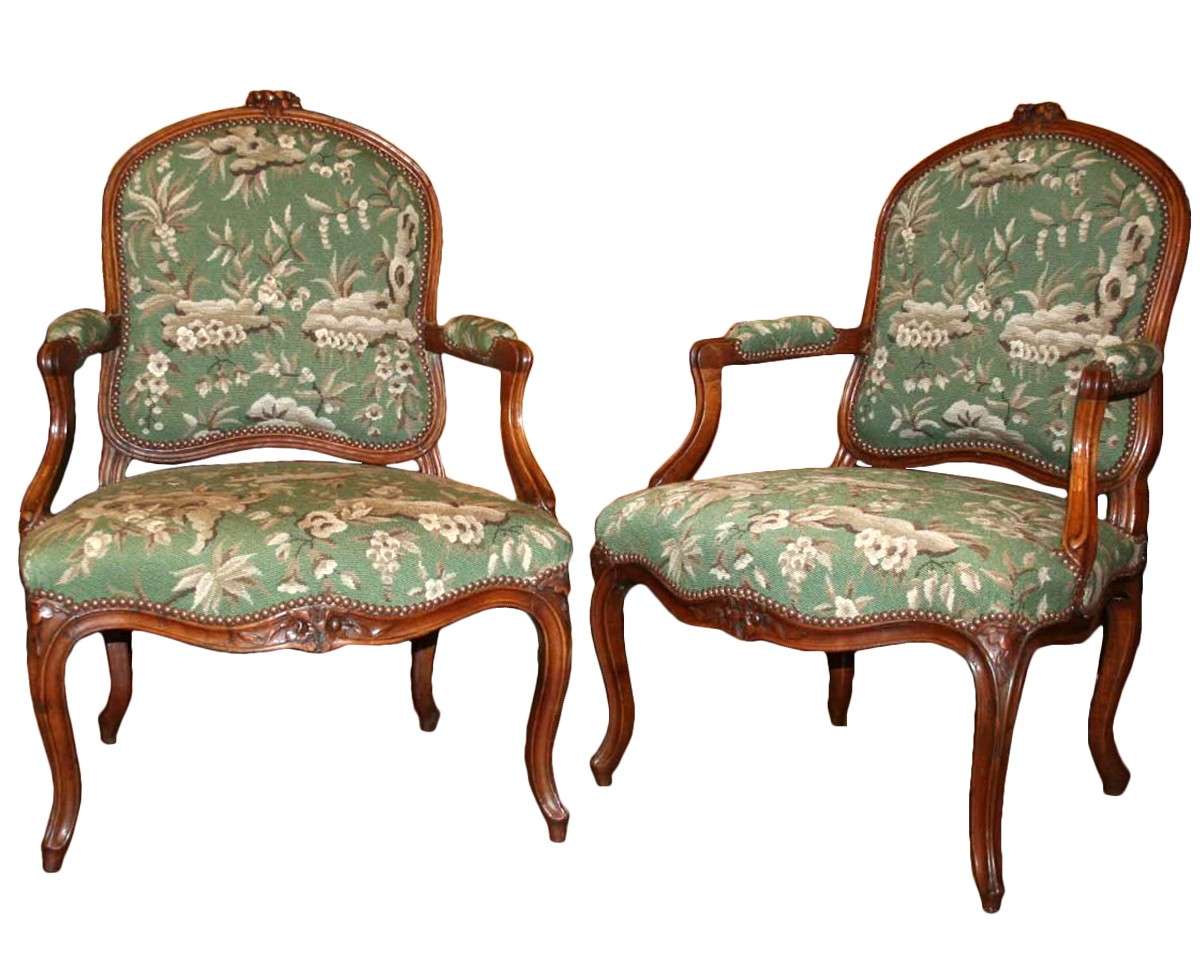 optioneel Interactie Mus Paire de fauteuils à la reine d'époque Louis XV - XVIIIe siècle - N.35553