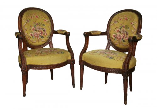 Paire de fauteuils d’époque Louis XVI