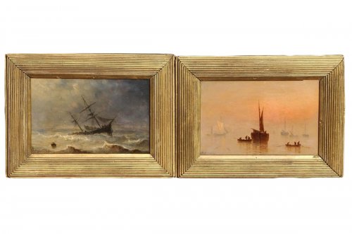 Henriette Herminie GUDIN (1825-1876) - Pair of marine painting