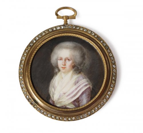 Miniature portrait of a woman - French school late 18th