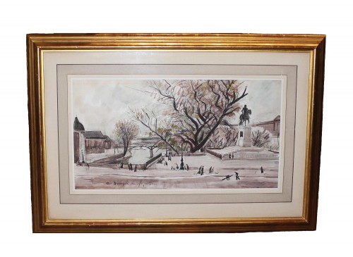 Paris le Pont Neuf - André Dunoyer de Segonzac (1884-1974) - Tableaux et dessins Style Années 50-60