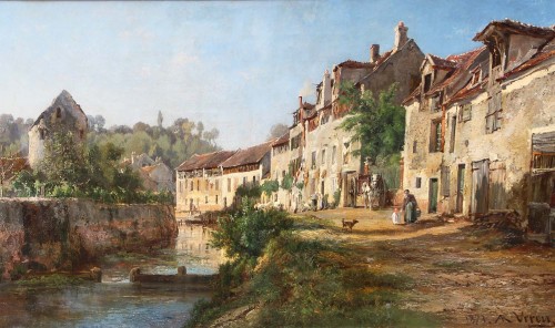 Alexandre Rene VERON (1826-1897)  - View of Crécy en Brie