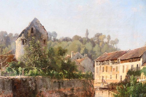 Paintings & Drawings  - Alexandre Rene VERON (1826-1897)  - View of Crécy en Brie