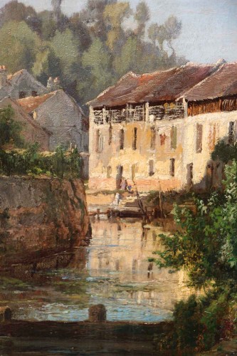 19th century - Alexandre Rene VERON (1826-1897)  - View of Crécy en Brie