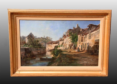 Alexandre Rene VERON (1826-1897)  - View of Crécy en Brie - 