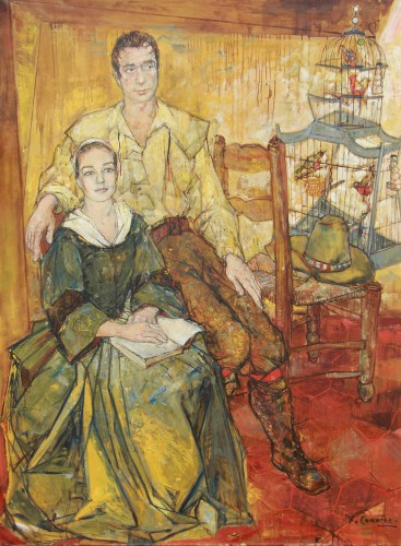 Jean Commère (1920-1986) - Portrait d’Yves Montant et Simone Signoret