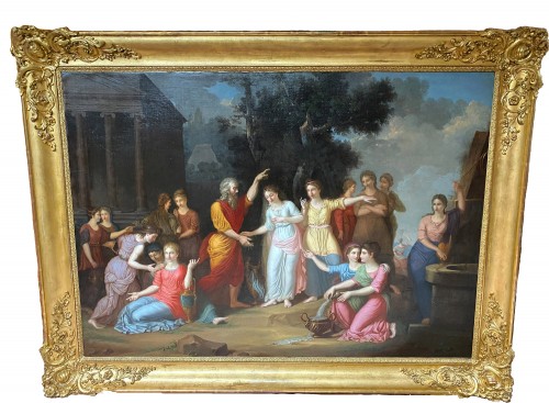 Eliezer et Rebecca - École néoclassique Allemande ou Autrichienne circa 1770 - Tableaux et dessins Style 