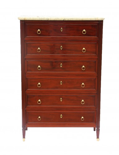 Large chest of drawers in mahogany stamped PETIT - Furniture Style Louis XVI