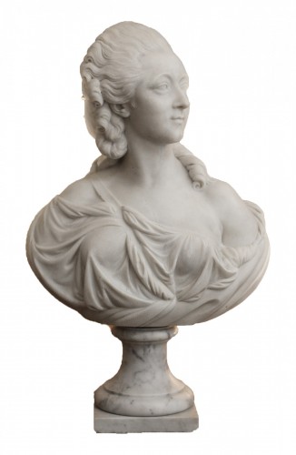19th century - Madame du Barry, White marble bust after Augustin Pajou (1730-1809),
