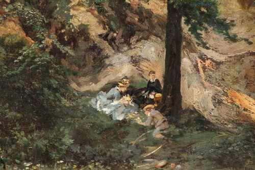 Paintings & Drawings  - Animated undergrowth - Alexandre-René VERON (1826-1897)  