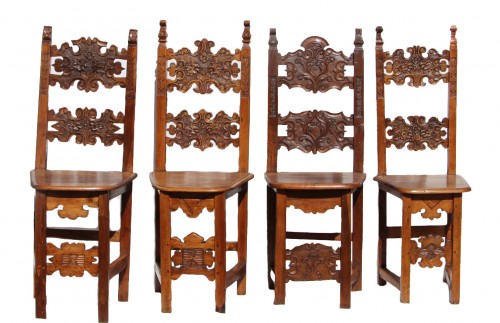 Italian Walnut Chairs From The 17th Century