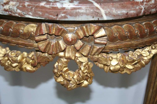 Furniture  - Louis XVI half-moon console in carved gilded