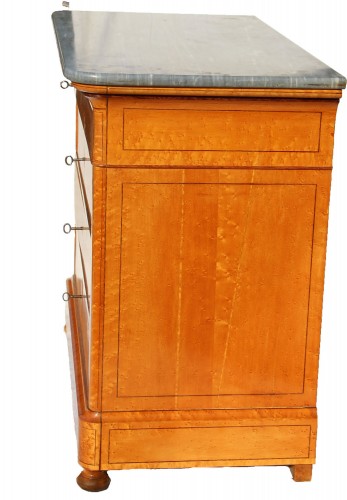 Charles X Period Secretary Commode In Maple Veneer - Restauration - Charles X