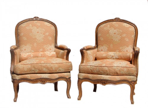 Large Pair of armchairs with flat backs, Louis XV period