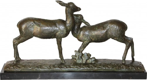 The two hinds - André Vincent Becquerel (1893-1981) - Sculpture Style Art Déco