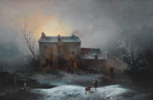 Auberge une nuit d’hiver, Ecole Romantique du XIXe siècle