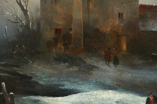 Inn A Winter Night, Nineteenth Romantic School - Paintings & Drawings Style 