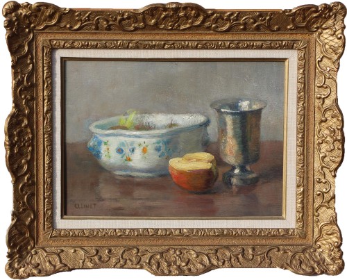 Octave Linet (1870-1962) - Fruits, timbale et jardinière