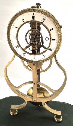 Horlogerie Pendule - Belle pendule squelette début XIXe, modèle "keyhole frame"