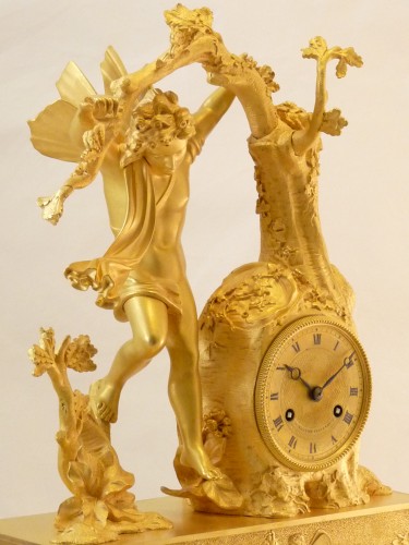 Horology  - Zephyr,  Restauration Period Clock In Gilt Bronze 