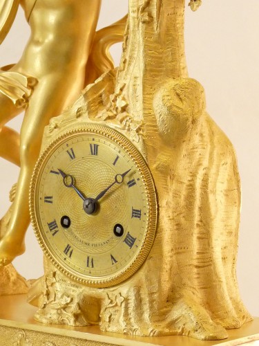 19th century - Zephyr,  Restauration Period Clock In Gilt Bronze 