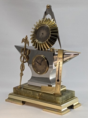 XIXe siècle - Pendule en forme d'enclume, station météo 1890