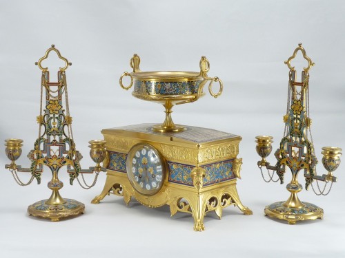 XIXe siècle - Garniture de cheminée de Barbedienne et Louis-constant Sévin