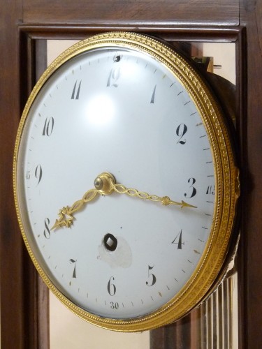 Horlogerie Pendule - Pendule cage fin XVIIIe en acajou et noyer