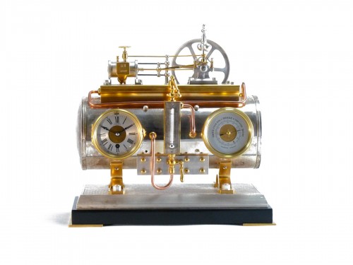 Pendule industrielle, machine à vapeur horizontale automate