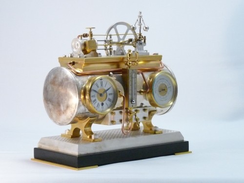 Horlogerie  - Pendule industrielle, machine à vapeur horizontale automate