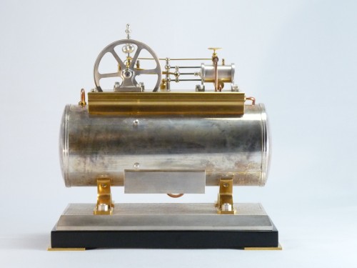 Pendule industrielle, machine à vapeur horizontale automate - 