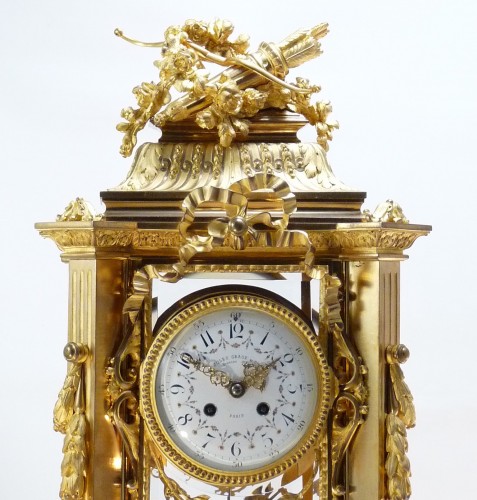 Jules Graux, pendule cage en bronze doré - Horlogerie Style Napoléon III
