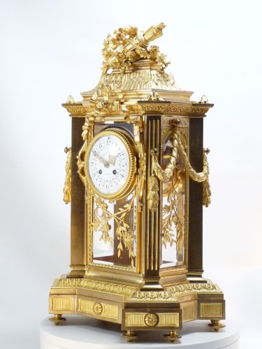 Horlogerie Pendule - Jules Graux, pendule cage en bronze doré